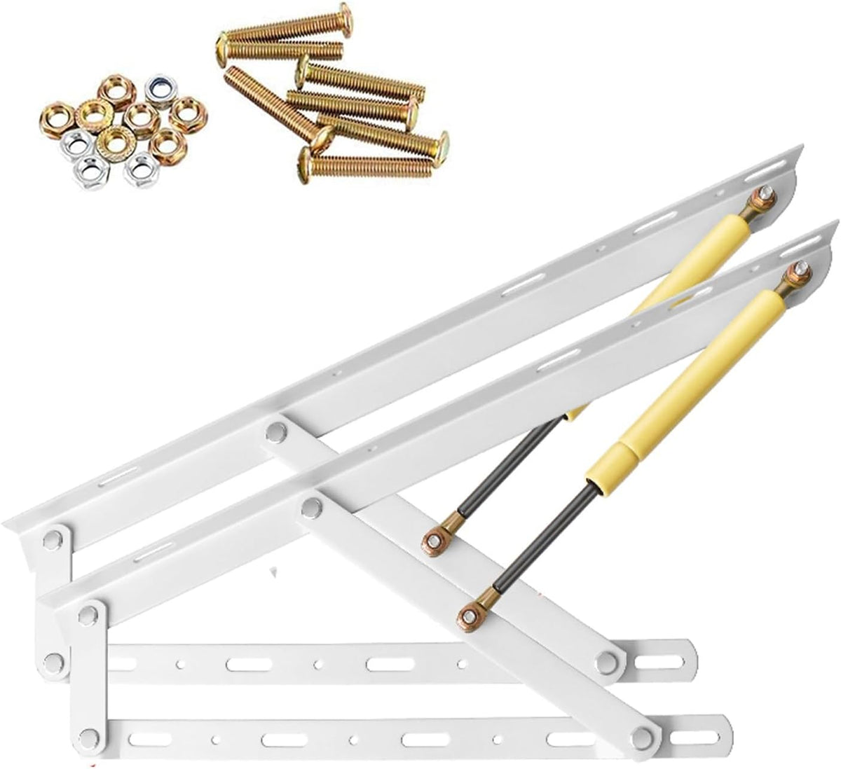 1 Pair Bed Lift Mechanism Heavy Duty Gas Spring Bed Storage Lift Kit, Hydraulic Pneumatic Rod Folding Lift For Bed Gas Spring Bed Storage Lift Kit, Folding Bed Accessories, 62-150cm(White,620mm)
