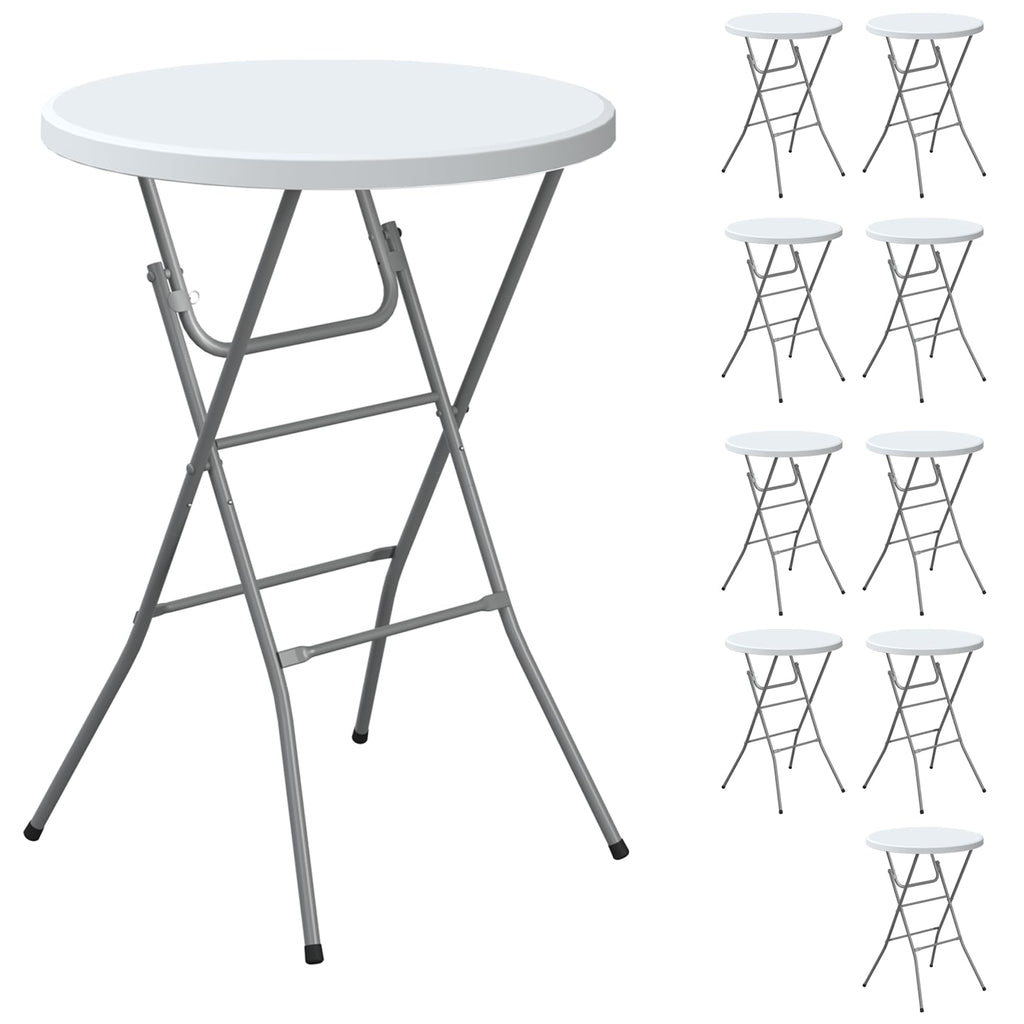 24" Round Folding Table, Plastic Bar Height Tables for Parties Black