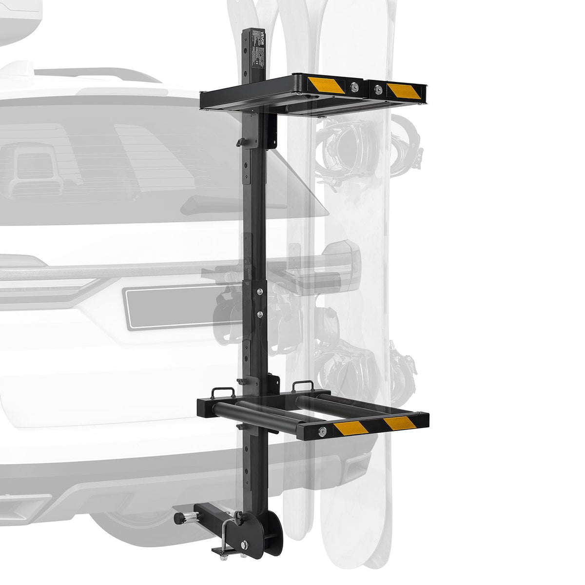 VEVOR Ski & Snowboard Roof Rack, Carry up to 6 Pairs of Skis or 4 Snowboards, 2 PCS Aluminum Universal Car Roof Rack with Lock & Rubber Padding, Carrier for Fishing Rod, Fit Most Slotted Crossbars