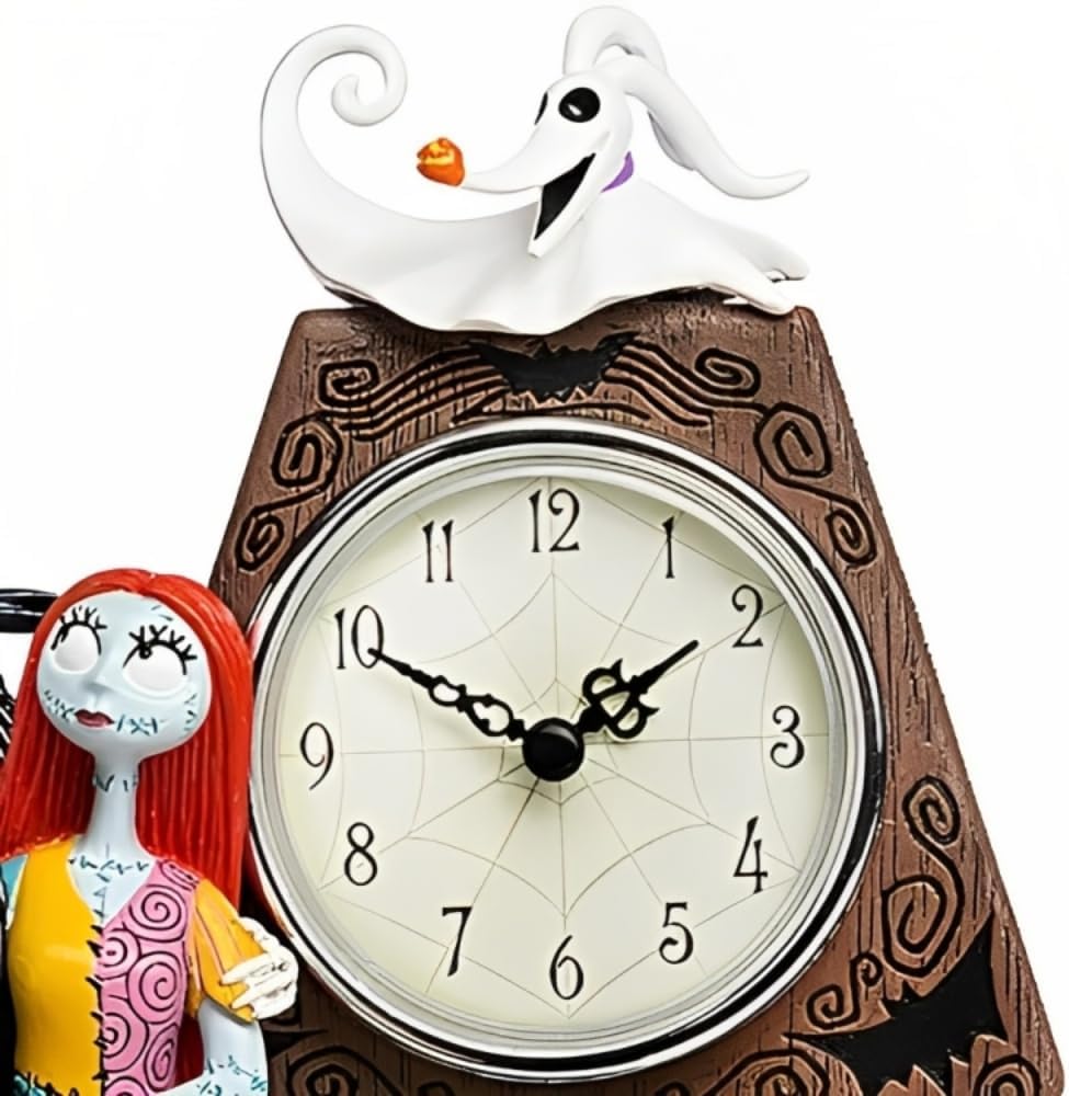 The Hamilton Collection Tim Burton's The Nightmare Before Christmas Love Never Dies Jack Sally Zero Clock Handcrafted & Sculpted Halloween Decoration 7.5-inches