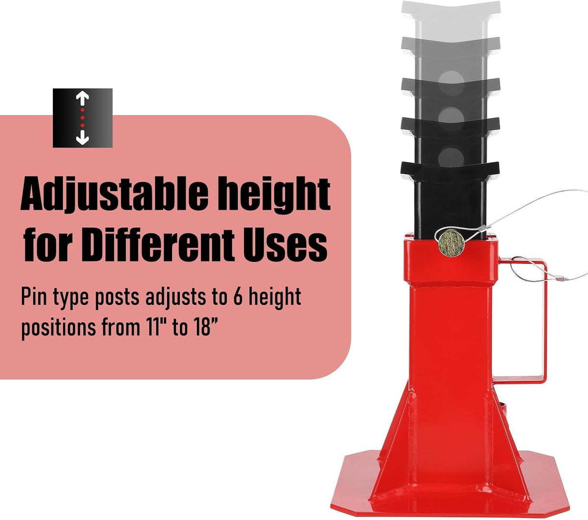 12Ton Pin Type Car Jack Stand 2PCS-Heavy Duty 22000LBS Portable Jack Stands with Locking Pin, Adjustable Height 11"-18", for Trucks, RV, SUV, Auto Repair