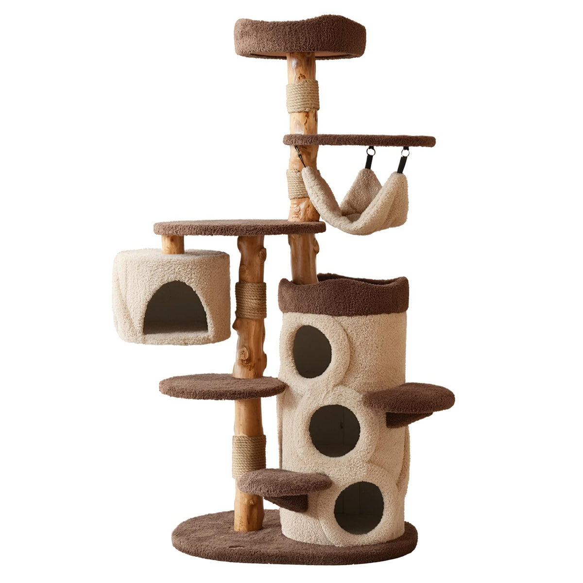 Sopapets 40" Small Cat Tree for Apartments, Modern Cat Tower for Indoor Cats with Solid Wood Branch, Sisal Scratching Posts, Plush Perches and Hideaway Condo, Brown