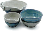 Stoneware Pottery Batter Bowls, 3-Piece Set, Classic All-White Glaze