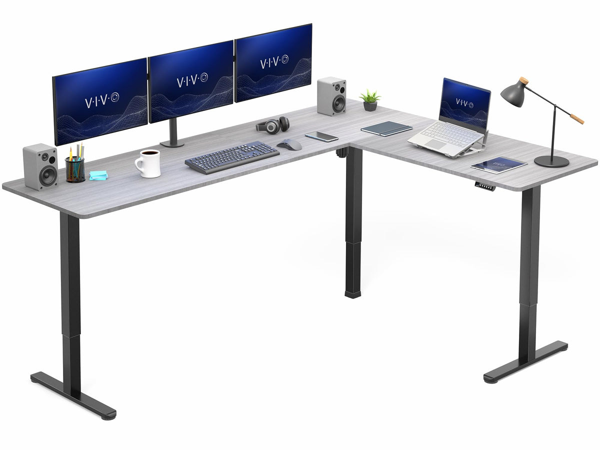 VIVO Black 63 x 55 in Corner Standing Desk, DESK-E3CTB