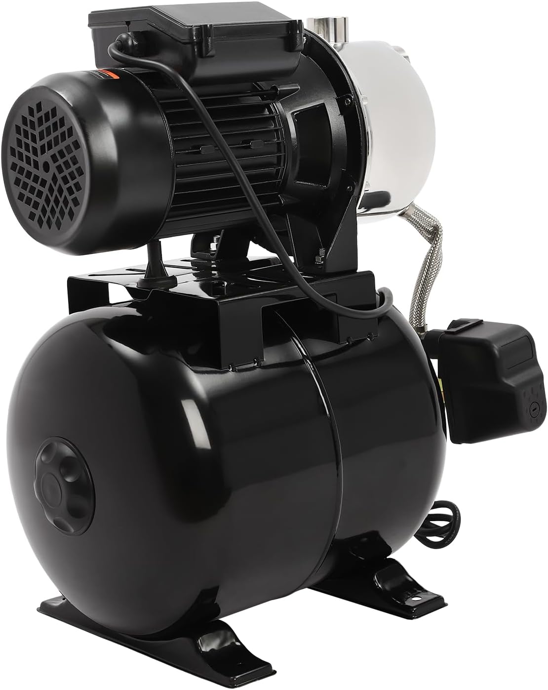 1HP Shallow Well Pump with Pressure Tank, 110V Automatic Water Booster Jet Pump, Garden Water Pump Jet, Irrigation Pump for Home, Garden, Farm, Lawn Sprinkler Systems (Black)