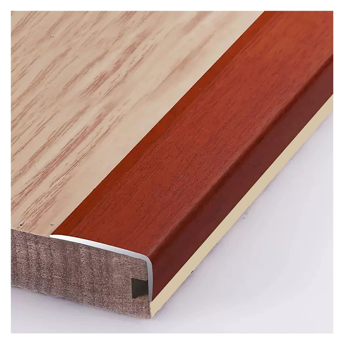 L Molding Metal Stair Steps Corner Trim Window Sill Edge Protectors, Wood Grain Finish Floor Transition Strip for Wooden Flooring/Laminate Floor (#6 35in/89cm)