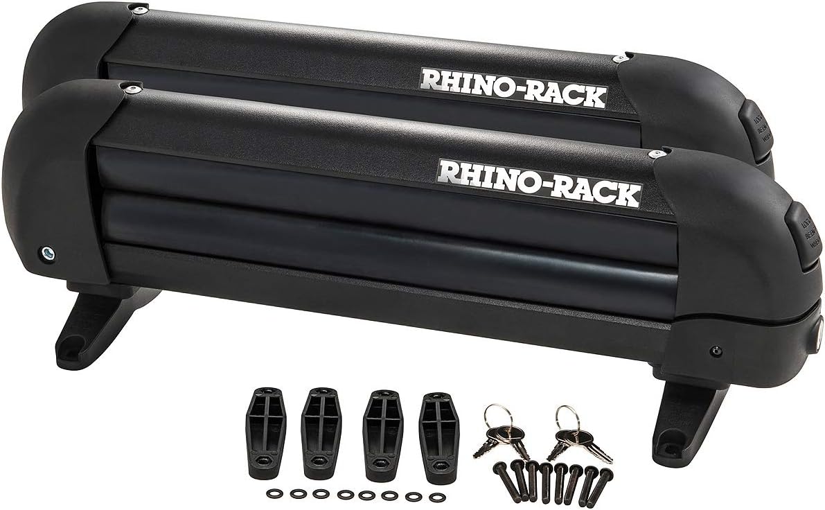 Rhino-Rack Carrier for Skis, Snowboards, Fishing Rods, Paddles, Skateboards, Water Skis, Wakeboard & More, Universal Mounting, Easy to Use, Locking, Lightweight & Heavy Duty, Suitable for All Vehicles