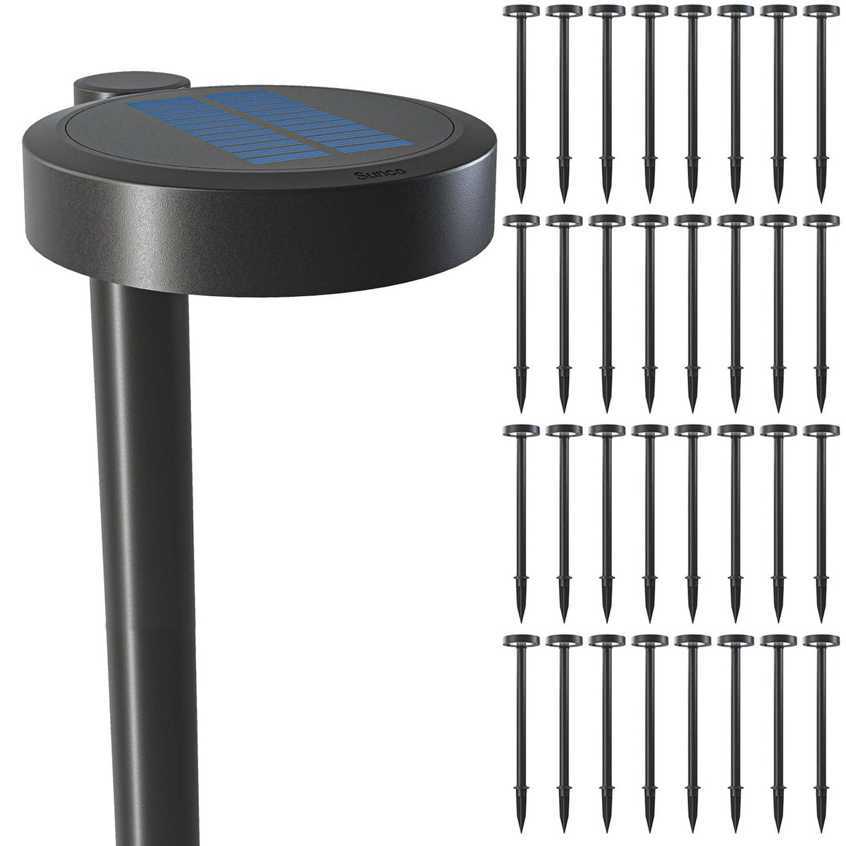 Sunco 12 Pack 2W LED Solar Pathway Walkway Backyard Garden Patio Residential Ambient Decorative Outdoor Light-MD4, 120 Lumens, Selectable CCT 2700K Soft White /4000K Cool White, Dimmable, 3.7V