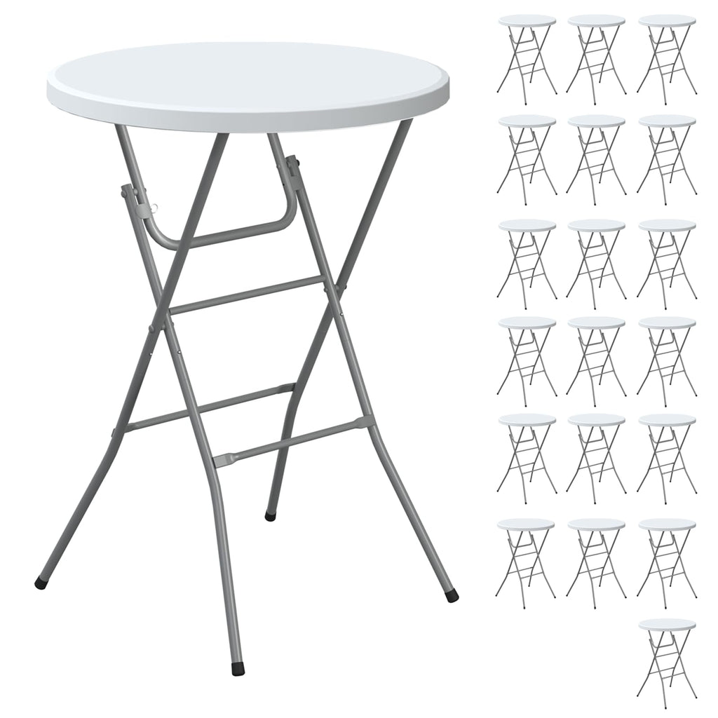 32" Round Folding Table, HDPE Top & Metal Frame, 2 Pack, White