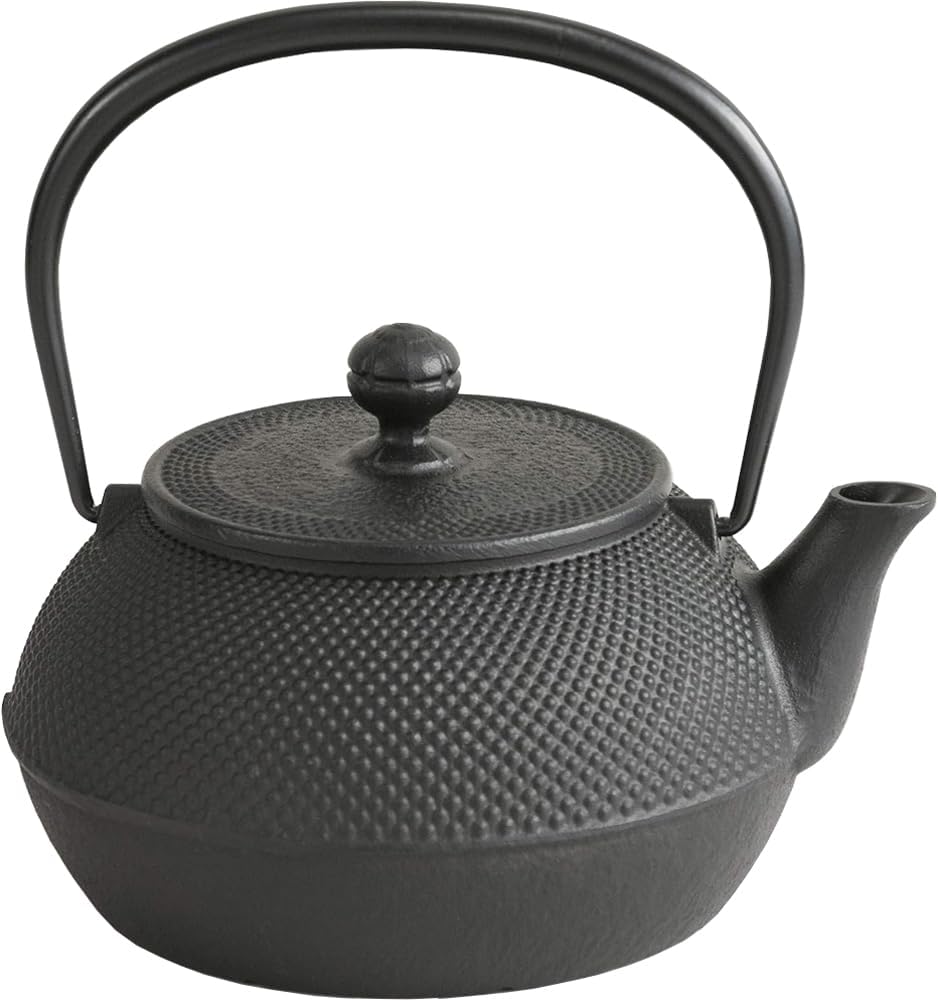 Iwachu Nanbu Ironware 11720 Iron Kettle, Type 7 Arare, Induction Compatible, Black Baked (Kamayaki), 0.3 fl oz (0.9 L)