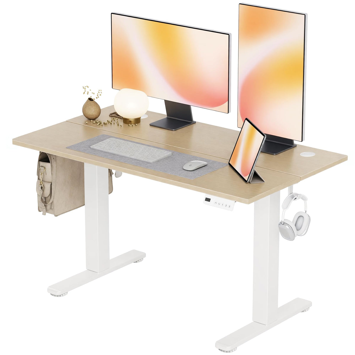Claiks Electric Height Adjustable Standing Desk, 48x24 Inch, Deep Black