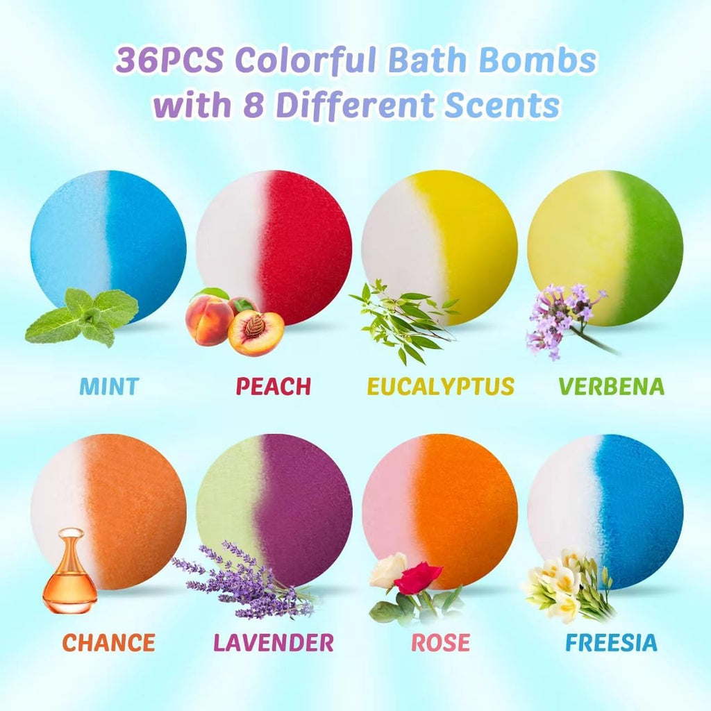 Bath Bombs for Kids,36 Pack Bath Bombs with Glow in The Dark Toy Inside