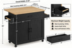 IRONCK Kitchen Island Table on Wheels with Drop Leaf, 47.25" Wide Black