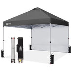 CROWN SHADES 10x10 Pop Up Canopy with 1 Side Wall, Beach Canopy Tent, Red
