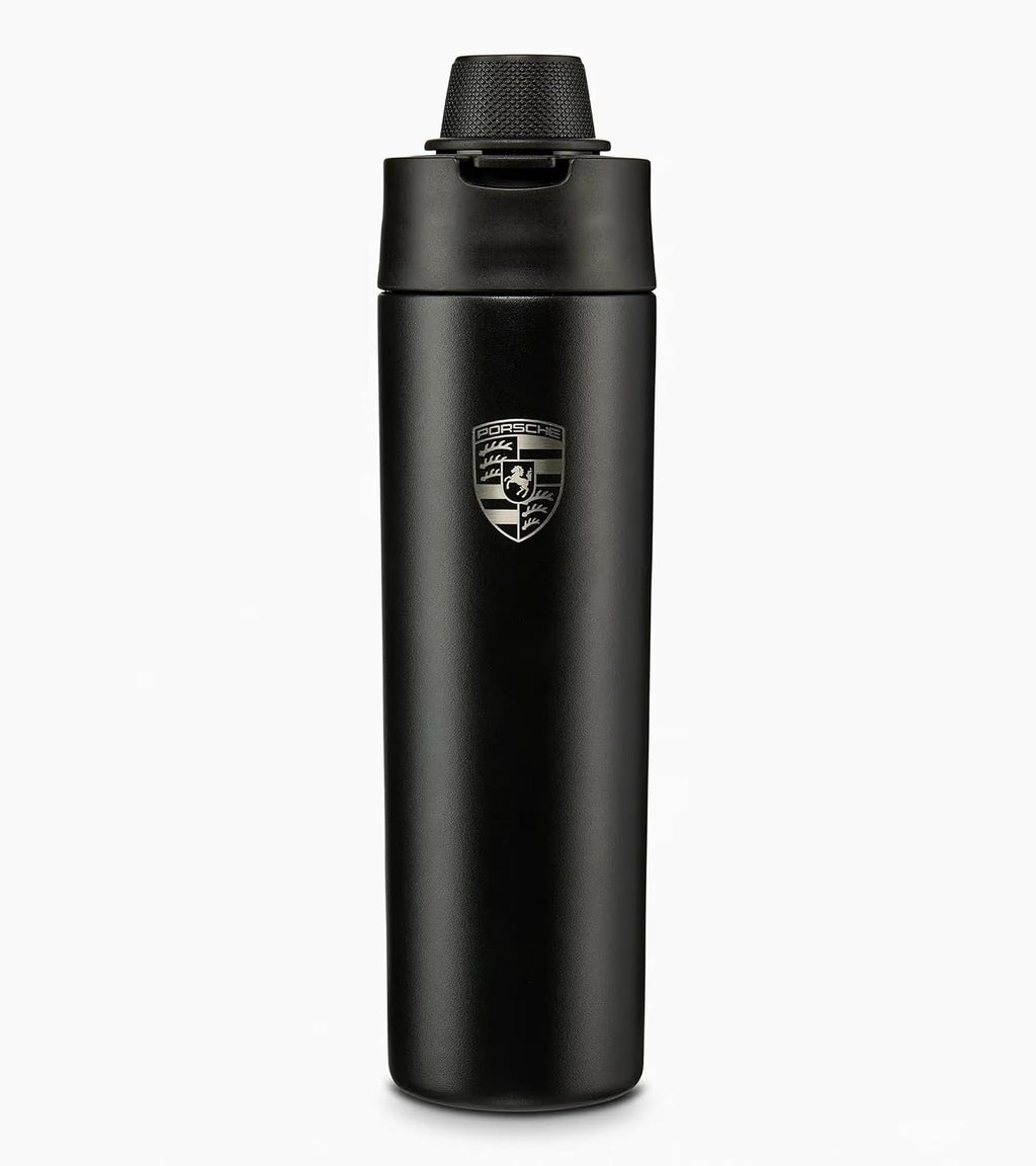 Porsche Black Crest Insulated Drinking Bottle, Powder Coated