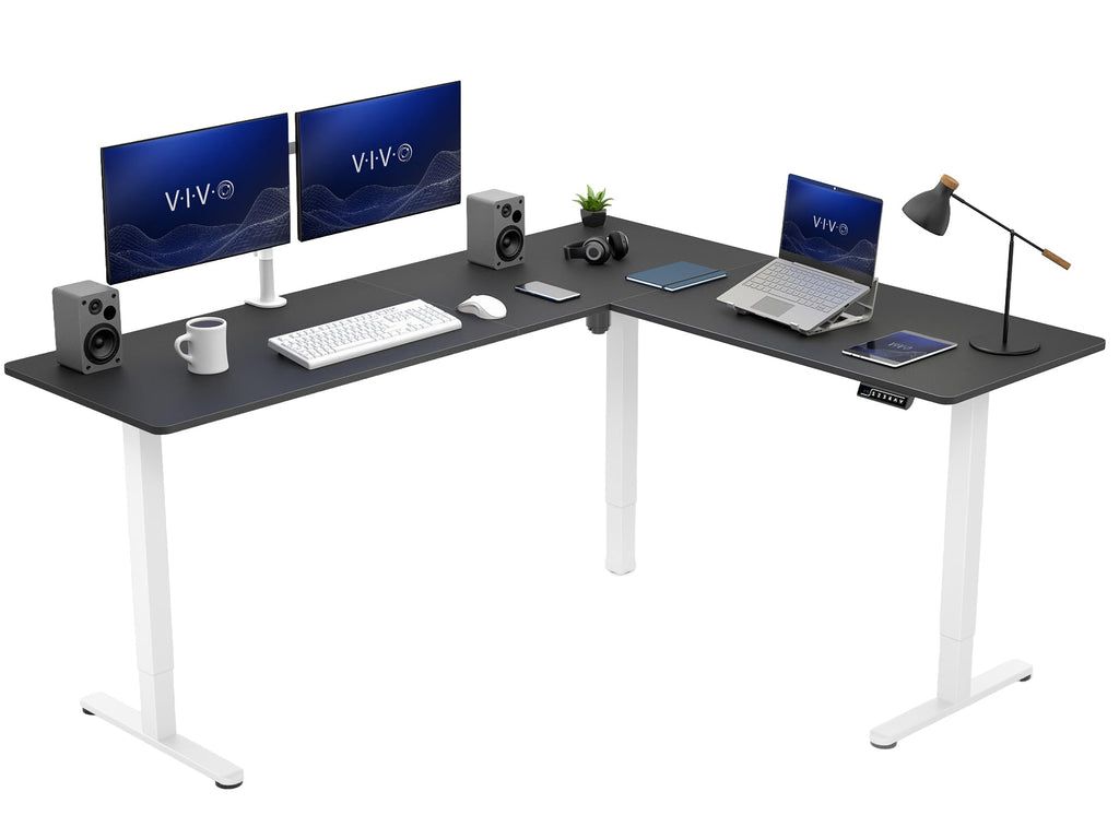 VIVO Black 63 x 55 in Corner Standing Desk, DESK-E3CTB