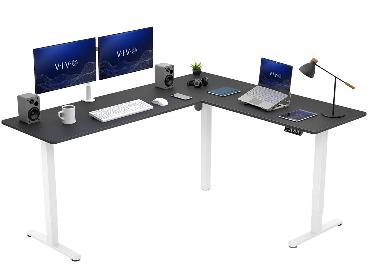 VIVO Black 63 x 55 in Corner Standing Desk, DESK-E3CTB