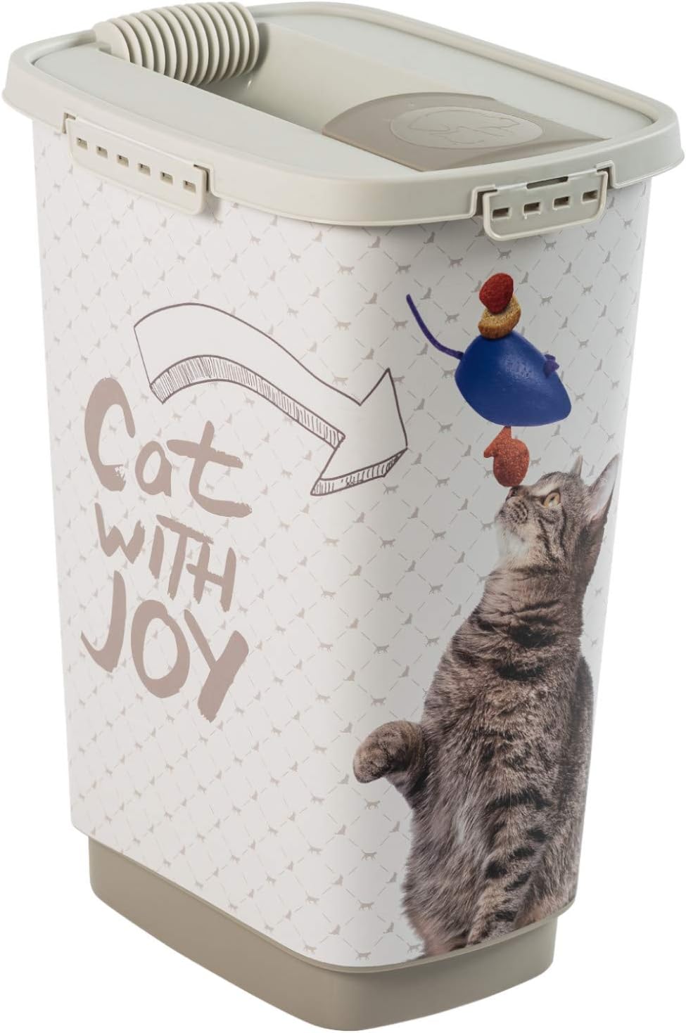 Rotho Mypet Cody 25 Litre Pet Food Container with Lid and Pourer, BPA-Free Plastic (PP), Anthracite/White, 25 Litres (33.0 x 25.0 x 46.2 cm)