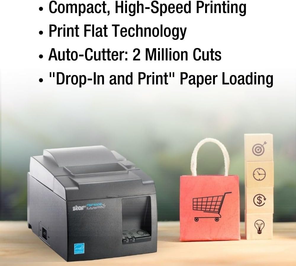 Star Micronics TSP143IIILAN Ethernet (LAN) Thermal Receipt Printer with Auto-Cutter and Internal Power Supply - Gray