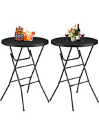 24" Round Folding Table, Plastic Bar Height Tables for Parties Black
