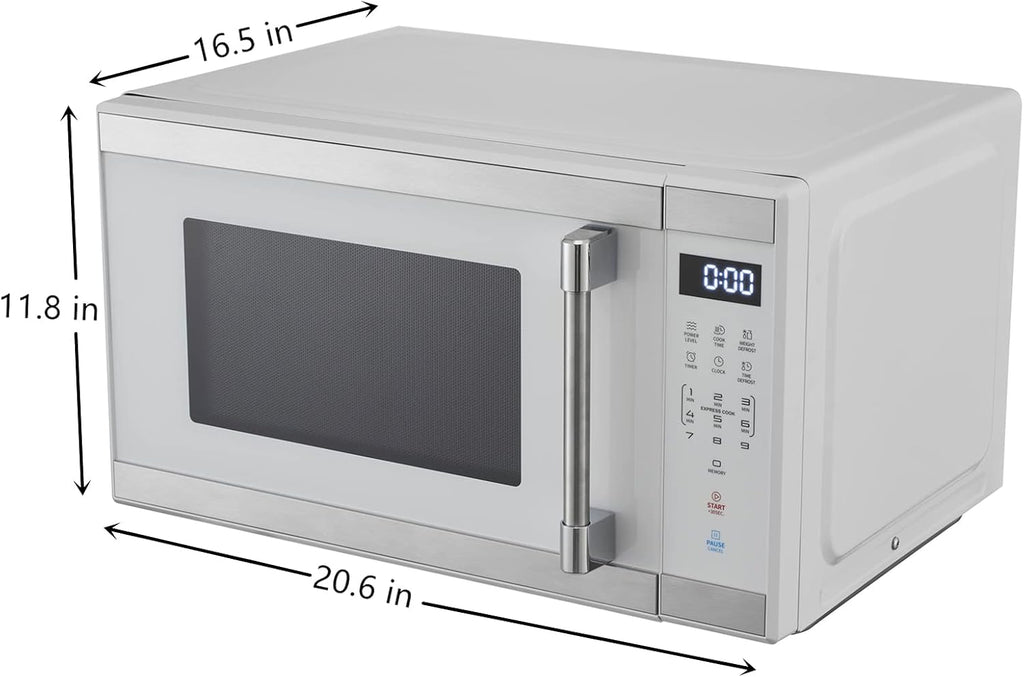 1.1 Cu. ft. 1000 W Mid Size Microwave Oven, 1000W, White Stainless Steel