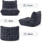 Memory Foam Bean Bag Chairs with Filler Faux (Dark Grey)