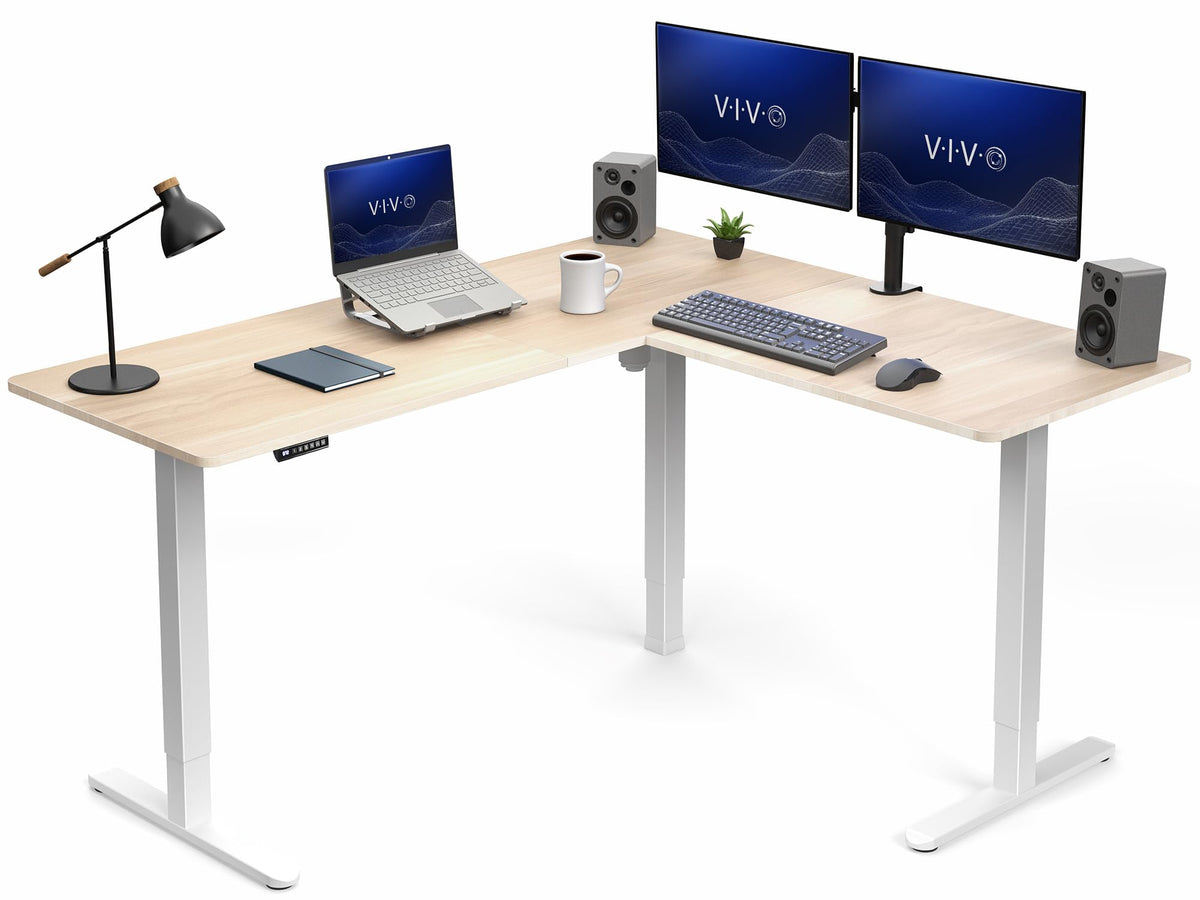 VIVO Black 63 x 55 in Corner Standing Desk, DESK-E3CTB