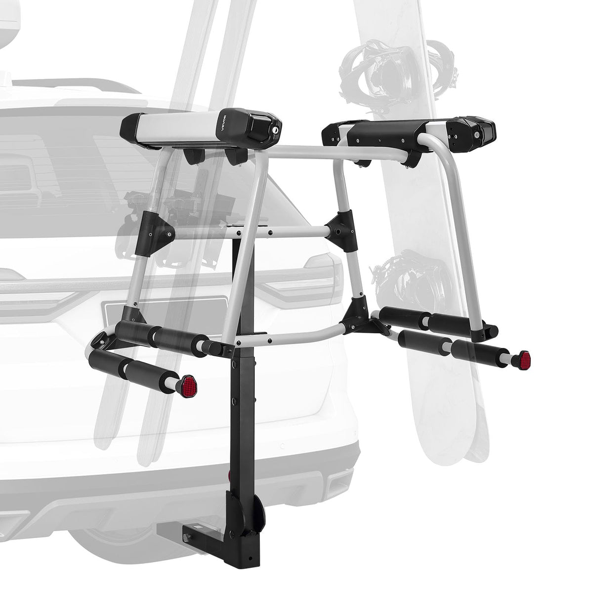 VEVOR Ski & Snowboard Roof Rack, Carry up to 6 Pairs of Skis or 4 Snowboards, 2 PCS Aluminum Universal Car Roof Rack with Lock & Rubber Padding, Carrier for Fishing Rod, Fit Most Slotted Crossbars