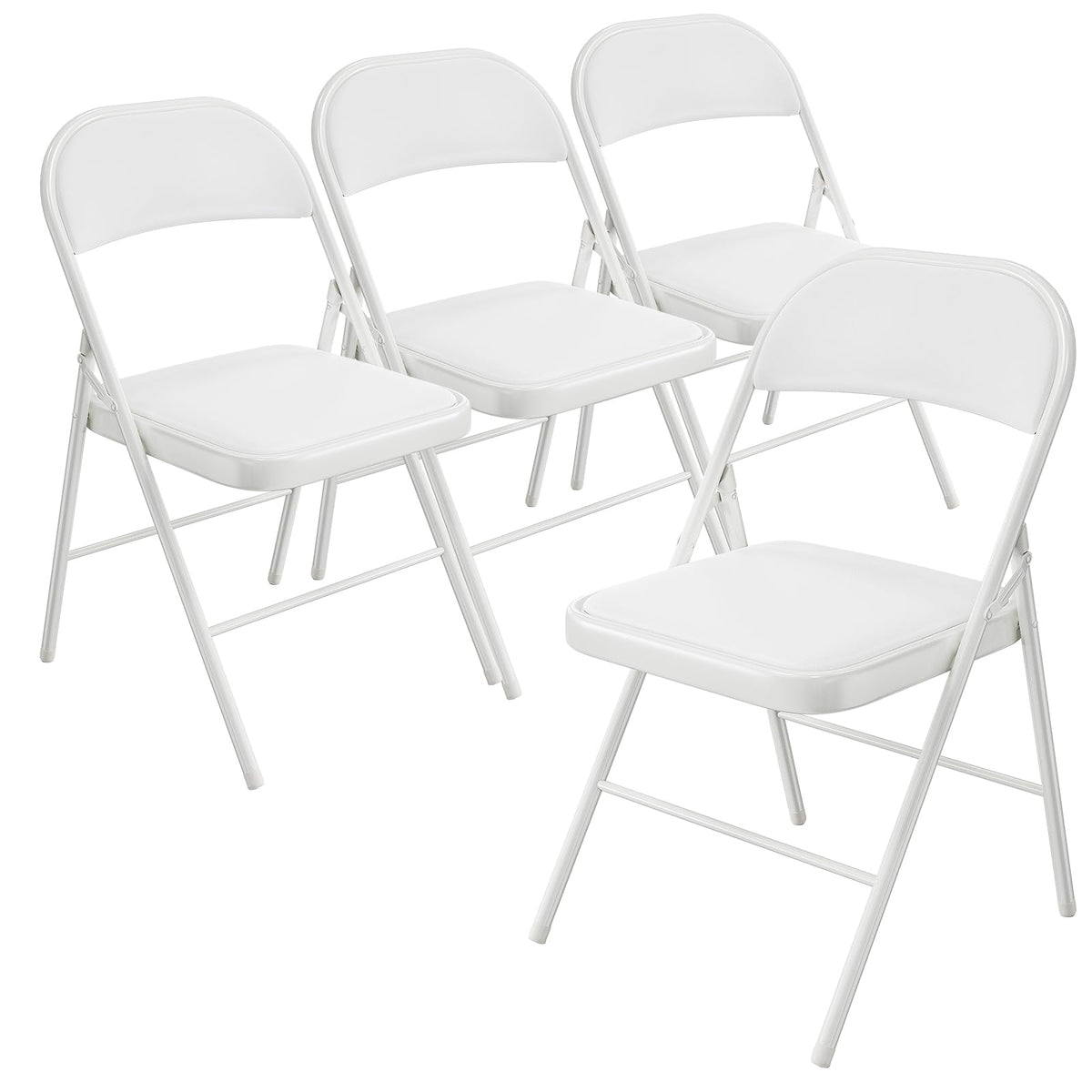 Bonnlo Folding Chair with Comfortable Padded Cushion and Back, Portable Folding Chairs for Outside, Office Events, Weddings, Pu Leather, 6 Black