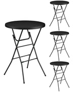 24" Round Folding Table, Plastic Bar Height Tables for Parties Black
