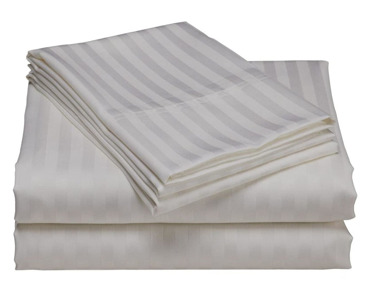 USA Full XL Sheet Set in Black Stripe 400 Thread-Count 100% Egyptian Long Staple Cotton, Sateen Weave for Soft and Silky Feel, Breathable 4-Piece Bedsheet, Elasticized 24'' Extra Deep Pocket