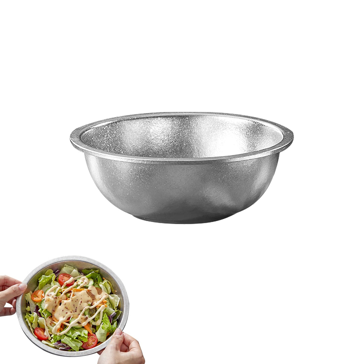 Pure Titanium Mixing Bowl for Kitchen, Healthy Durable Titanium Salad Bowls for Mixing, Dishwasher Safe, Oven Safe & Refrigerator Safe, for Baking, Salad Tossing, Cooking and Prepping,2.52QT