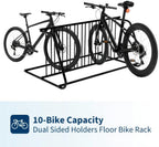 Floor Bike Rack,Double-Side 10-Bike Rack 60"L,Grid Bike Rack In Ground