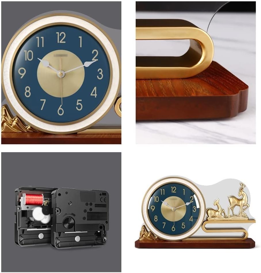 Clock Desk Modern Light Luxury Desk Clock Home Fashion Desktop Decoration Ornaments Living Room Study Double Deer Furnishings Digital Desk Clock