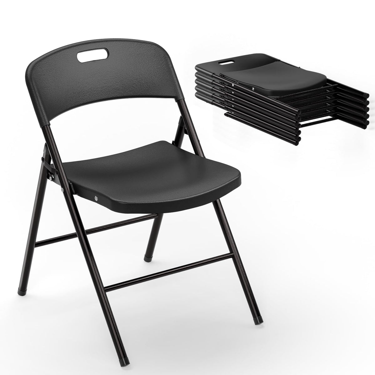 VINGLI Folding Chairs, Plastic Foldable Chair, Capacity up to 350 lbs, Portable Seating for Indoor Outdoor Events Parties Camping Work School Commercail (12, White)