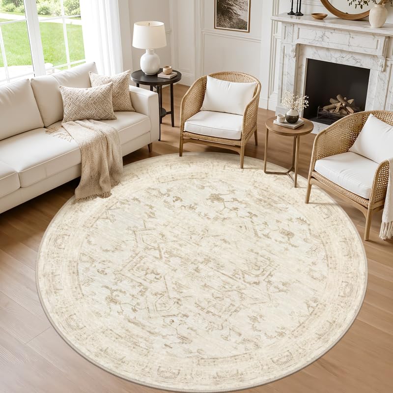 8x10 Area Rugs Living Room: Bedroom Washable Carpet Beige/Ivory