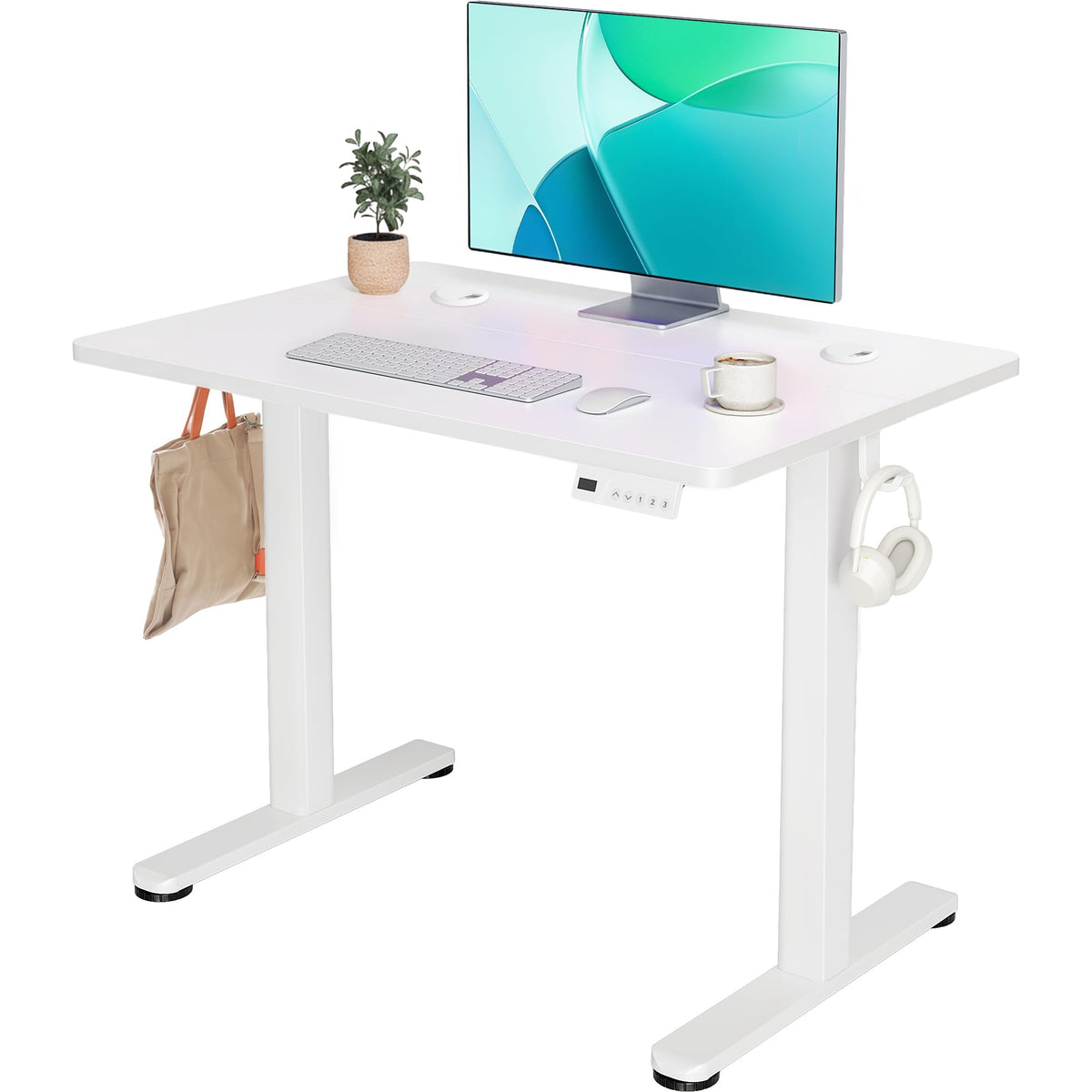 YDN 32 x 19 Inch White Electric Standing Desk