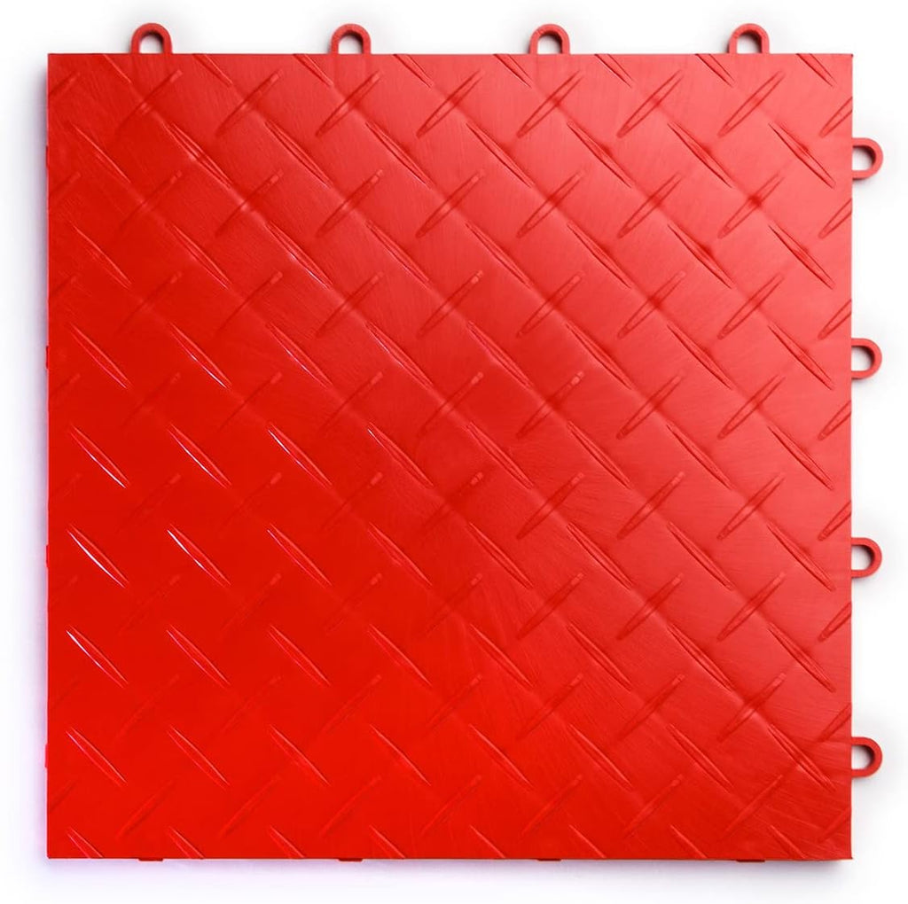 SnapLock RaceDeck Diamond 12"x12" Interlocking Garage Tiles, 48pk, Red