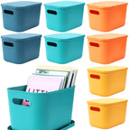 Hoolerry 8 Pieces Storage Bins, 14.2 x 10.2 x 9.5 Inch, Black
