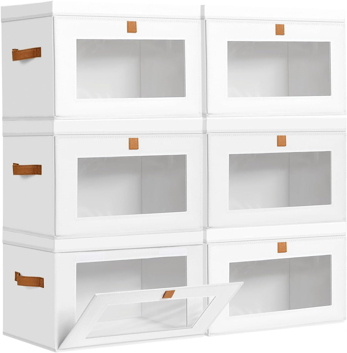 DIMJ Storage Bins with Lids - 8 Pack Large Fabric Closet Organizer with Window & Handles, Collapsible Decorative Storage Boxes for Shelves Under Bed, Books Clothes Blankets Sweaters Organization