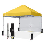 CROWN SHADES 10x10 Pop Up Canopy with 1 Side Wall, Beach Canopy Tent, Red