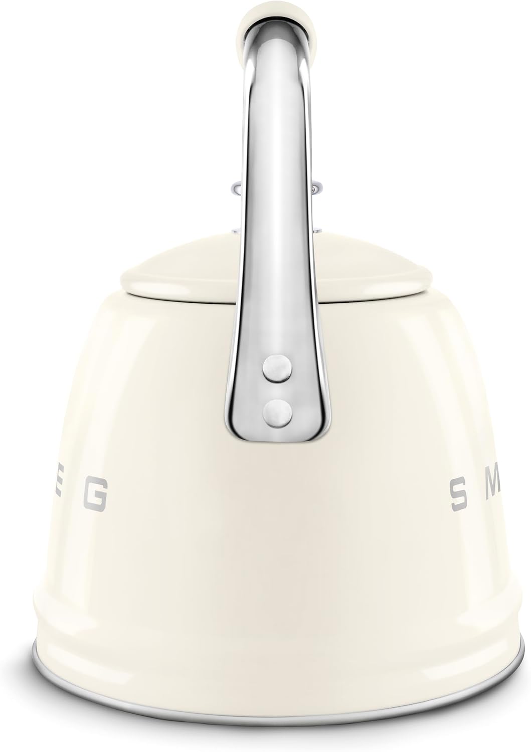 SMEG Stovetop Whistling Kettle – 50s Retro Style, 2.3 Liter (10 Cup / 2.4 Quart) Stainless Steel Tea Kettle with Iconic Design & Whistle – Premium Kitchen Statement Piece-Cream