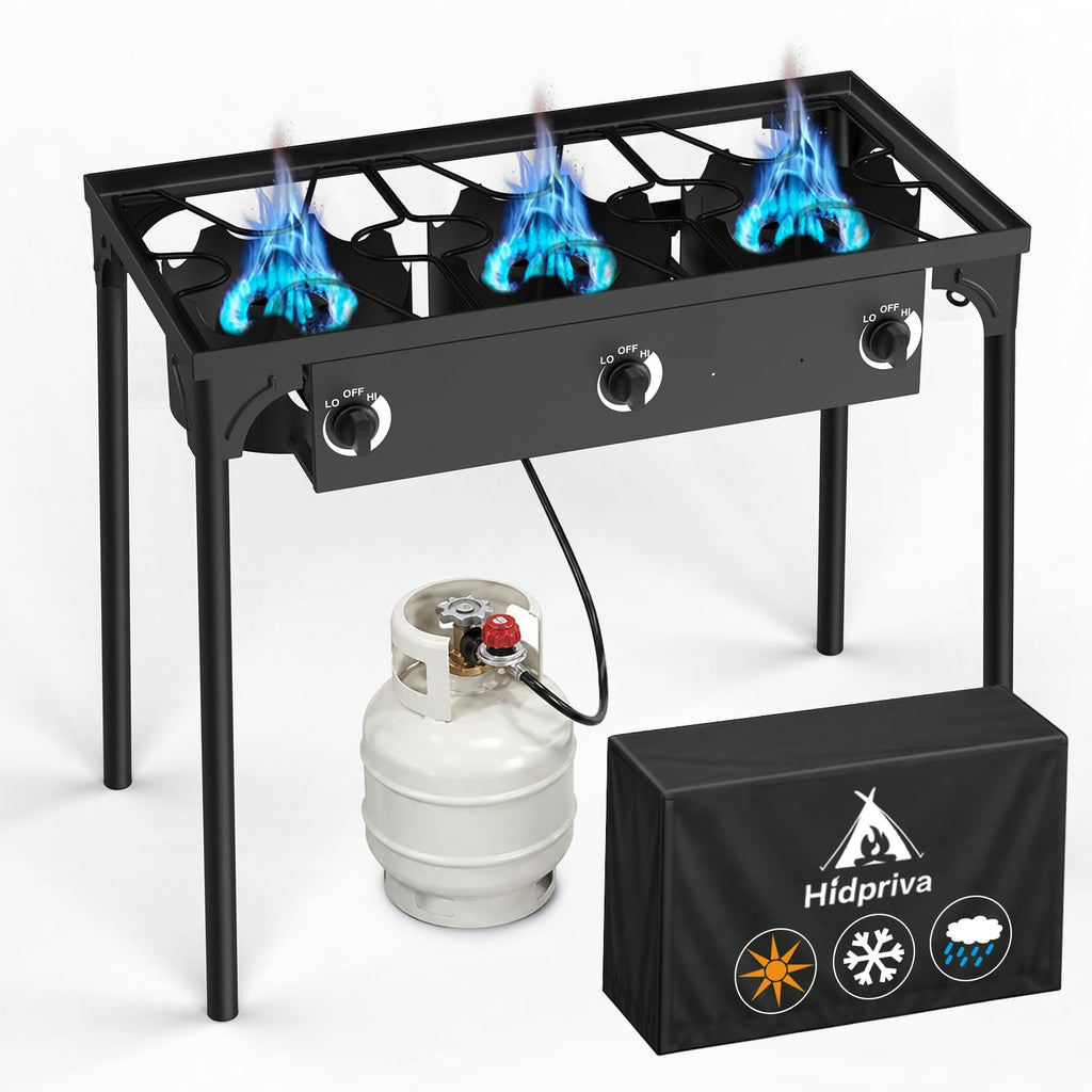 3 Burner Propane Gas Stove with Dustproof Cover