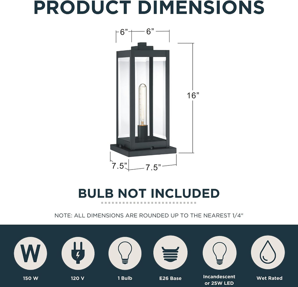 Quoizel Westover 16" Outdoor Pier Mount Light, Earth Black