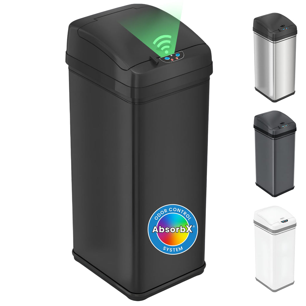 iTouchless 50L / 13 Gal. Dog-Proof Sensor Kitchen Trash Can | Odor Filter
