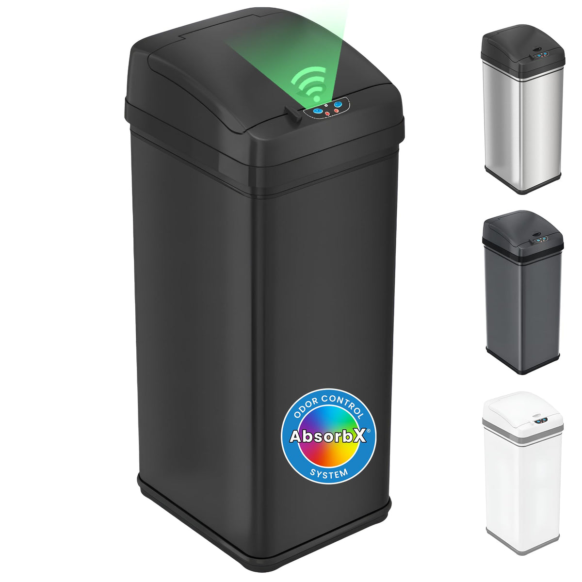 iTouchless 50L / 13 Gal. Dog-Proof Sensor Kitchen Trash Can | Odor Filter