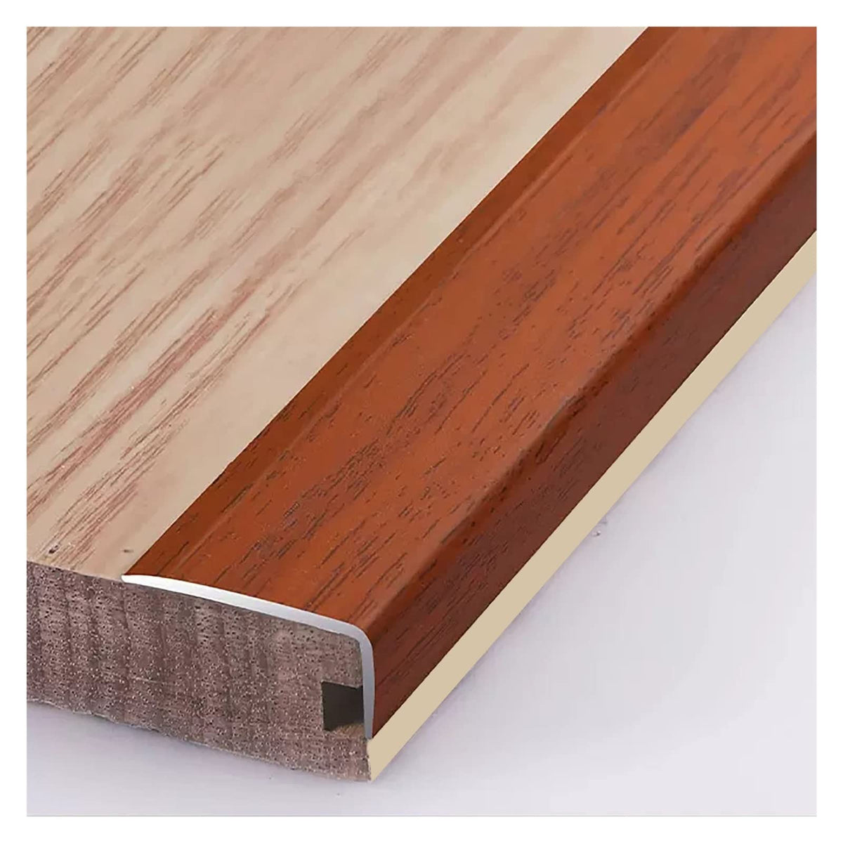 L Molding Metal Stair Steps Corner Trim Window Sill Edge Protectors, Wood Grain Finish Floor Transition Strip for Wooden Flooring/Laminate Floor (#4 60in/152cm)