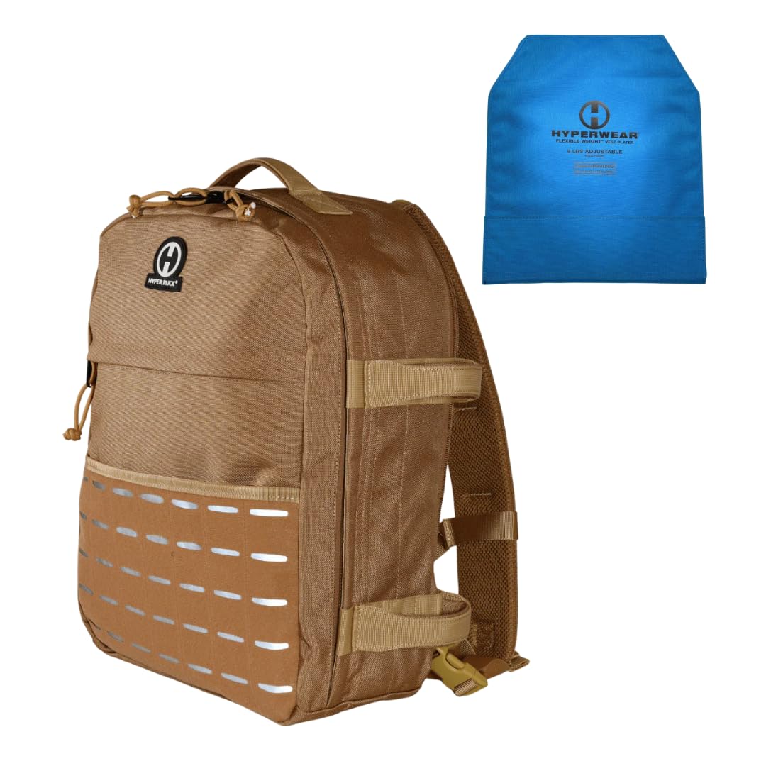 HYPERWEAR® Rucking Backpack with Weights for Walking - 20L Adjustable Weighted Ruck Pack, FlexLoad Plate System