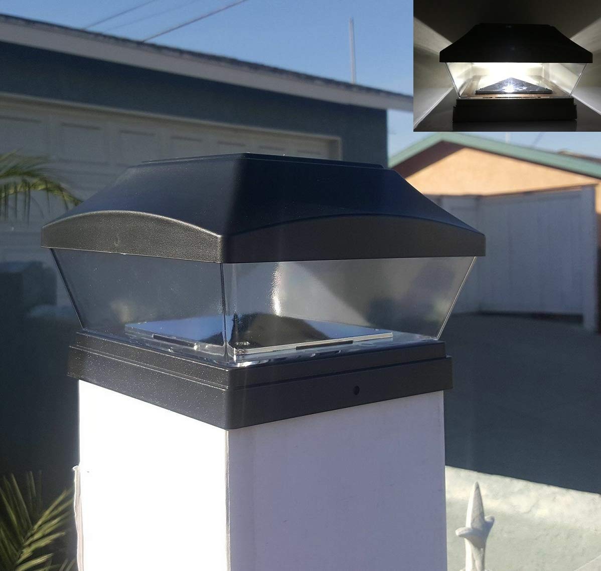 Outdoor Garden Set of 1/2/4/6/8/10/12 Premium Solar Power White/Black/Copper Finish SMD LED 4"X4" Fence Cap Light for 4"x4" PVC/Vinyl and Wood Post (White Finish Color, Set of 12 Lights)…