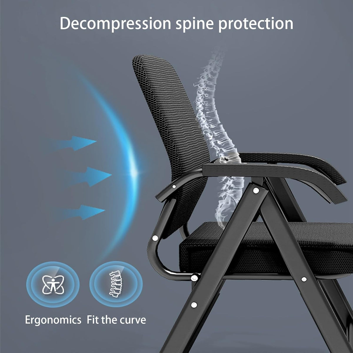 Padded Folding Chairs,folding Chairs Decompression Spine Protection,black Folding Office Chair With High Rebound Cushion,folding Chair For Meeting Room,office,Chess Room,home Load-bearing 150kg ( Colo